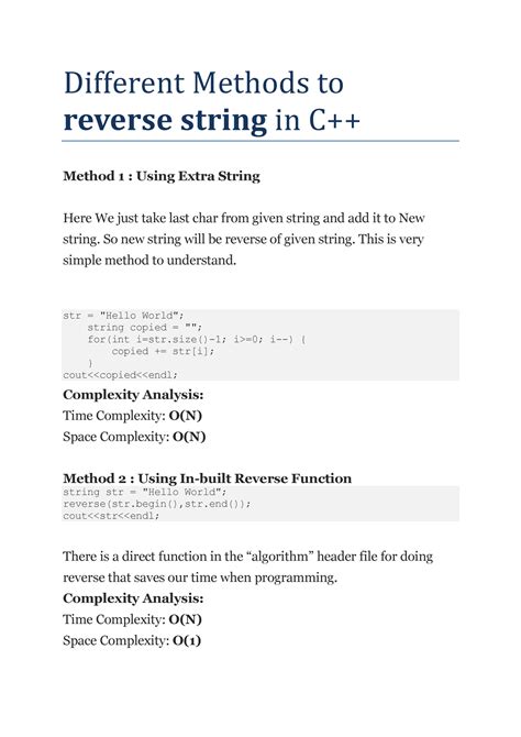 reverse string c++ stl|Different Methods to Reverse a String in C++ .